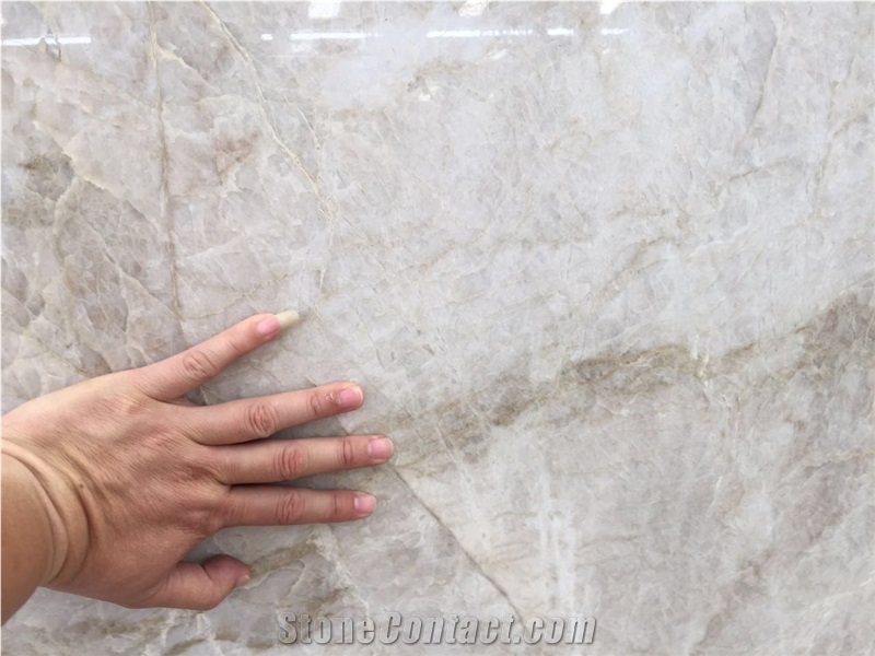 Perla Venata White Quartzite Slab, Brazil White Quartzite