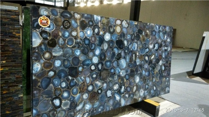 Semi Prcious Slab,Blue Agate Slab,Gemstone Slab