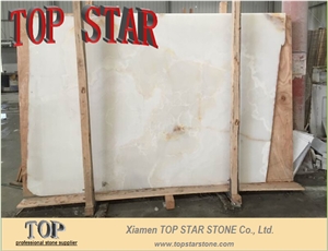 Natural Translucent Onyx Golden Veins Onyx Tile & Slab, Iran White Onyx