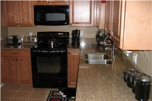 Carioca Gold Granite Kitchen Desk Tops, Brazil Brown Granite Bench Tops, Polished Beige Granite Kitchen Countertops, Eased Edge Kitchen Bar Tops, Custom Kitchen Worktops, Kitchen Pre-Fab Slabs