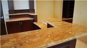 Imperial Gold Dust Granite L Shape Kitchen Tops,New Imperial Gold Countertops,Imperial Gold Granite Custom Countertops, India Gold Bar Tops, Kitchen Island Tops, Desk Tops, Kitchen Worktops, Stones