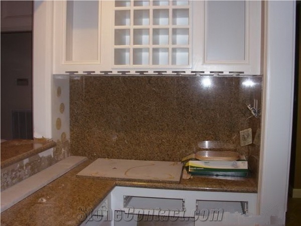 L Shape Granite Kitchen Tops, Carioca Gold Granite Kitchen Bar Top, Brazil Yellow Granite Countertops, Semi-Bullnose Kitchen Bar Top, Custom Countertops, Island Tops, Polished Worktops, Bar Tops, Desk