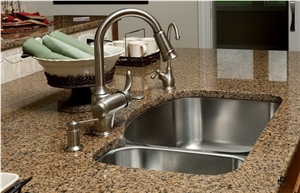 L Shape Granite Kitchen Tops, Carioca Gold Granite Kitchen Bar Top, Brazil Yellow Granite Countertops, Semi-Bullnose Kitchen Bar Top, Custom Countertops, Island Tops, Polished Worktops, Bar Tops, Desk