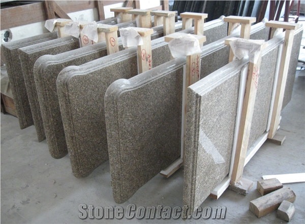 L Shape Granite Kitchen Tops, Carioca Gold Granite Kitchen Bar Top, Brazil Yellow Granite Countertops, Semi-Bullnose Kitchen Bar Top, Custom Countertops, Island Tops, Polished Worktops, Bar Tops, Desk