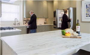 Eureka Calacatta Danby Marble Perimeter Countertop and Island Top
