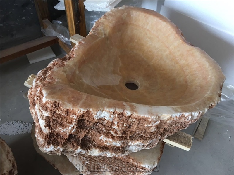 Yellow Onyx Bath Sinks, Honey Onyx Irregularity Basin, Random Sizes Wash Bowls