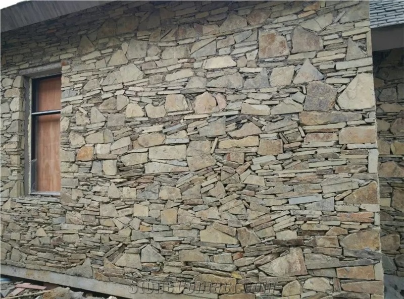 China Natural Slate Cultured Stone Wall Clading Rust Slate Random Shape Wall Clading