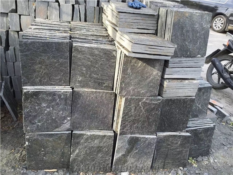 Natural Black Quartzite Cultured Stone for Wall Clading Flooring Tiles