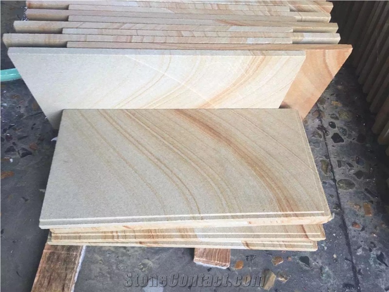 Honed Yellow Wood Sandstone Slabs and Sandstones Tiles