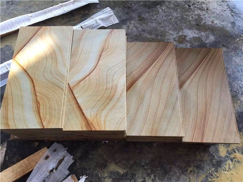 Honed Yellow Wood Sandstone Slabs and Sandstones Tiles