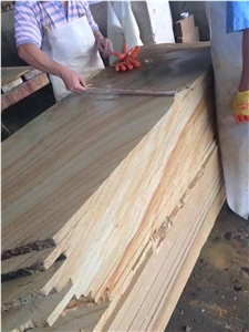 Teak Wood Sandstone Tiles and Slabs China Yellow Sandstone