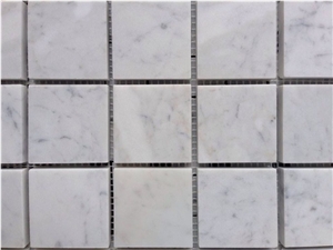 Carrara White Classic Square 2 Inch Marble Mosaic, Wall Mosaic