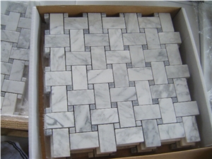Carrara White Marble Basaket Weave Mosaics,White Marble Mosaic Tiles, China White Marble Mosaic