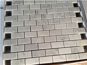 Carrara White Marble Mosaics, 23x48mm Brick Mosaics, White Marble Mosaic Tiles,China White Marble Mosaic