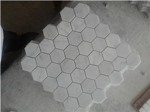 Carrara White Marble Mosaics,48x48mm Hexagon Mosaics,White Marble Mosaic Tiles,China White Marble Mosaic