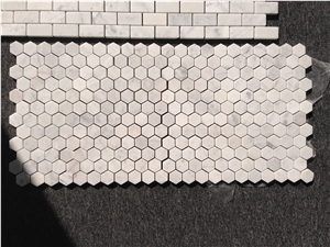 Carrara White Marble Mosaics,48x48mm Hexagon Mosaics,White Marble Mosaic Tiles,China White Marble Mosaic
