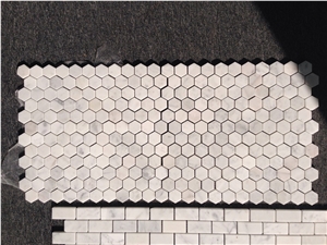 Carrara White Marble Mosaics,48x48mm Hexagon Mosaics,White Marble Mosaic Tiles,China White Marble Mosaic
