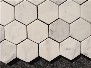Carrara White Marble Mosaics,48x48mm Hexagon Mosaics,White Marble Mosaic Tiles,China White Marble Mosaic
