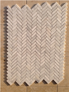 Carrara Wthie Herringbone 20x64mm，White Marble Mosaic Tiles,China White Marble Mosaic