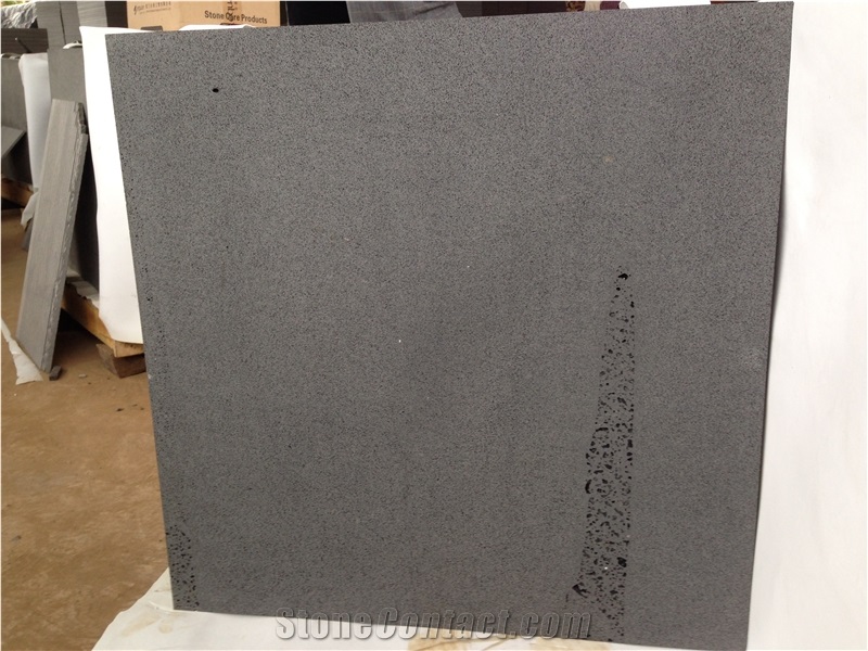 Hainan Black Basalt Sawn 400 Grit Tiles, Dark Bluestone Sawn 400 Grit with Cats Paws Tiles, China Black Basalt Floor Tiles, Black Basalt Walling & Flooring Sawn 400 Grit Tiles