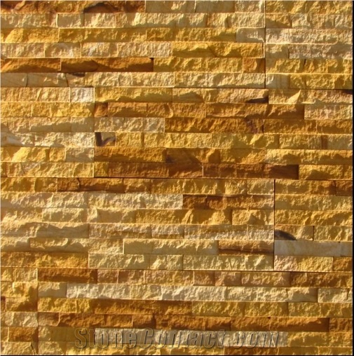 teak split face sandstone, yellow sandstone wall cladding, ledge stone, 