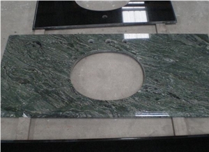 Cheap Single Bathroom Sink Countertop China Green Granite Bath Top
