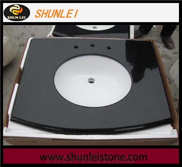 China Black Granite Vanity Top, Hebei Black Granite for Vanity Top