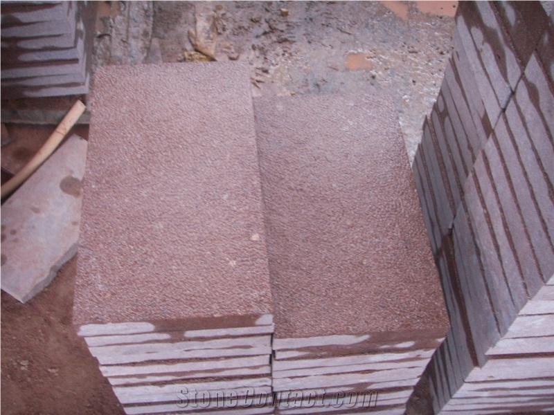 Fujian Red Granite Bush Hammered Cube Stone & Pavers