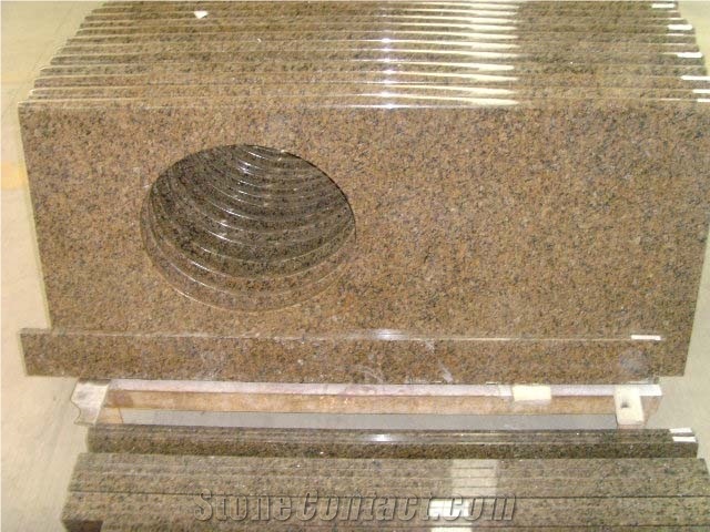 Super Shinning Brown Granite Bathroom Top China Brown Granite Bath Vanity Top