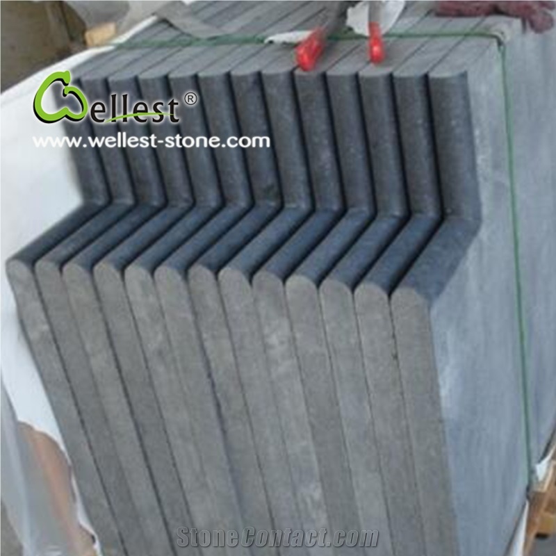 China Natural Black Basalt Honed Finish Drop Face Rebate Step and Coping for Swimming Pool