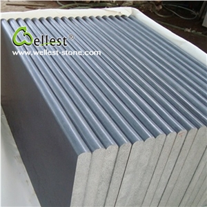 China Natural Black Basalt Honed Finish Drop Face Rebate Step and Coping for Swimming Pool
