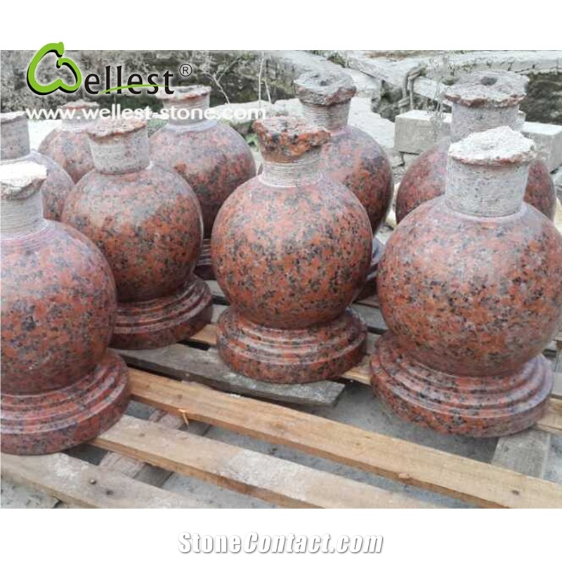 Factory Manufacture High Quality Cheap Maple Leaf Red Granite Parking Stop Stone