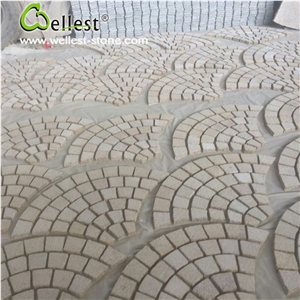 G682 Yellow Beige Granite Bushhamered Paving Stone Square Shape Patio Walkway Driving Terrace Pavers Paving
