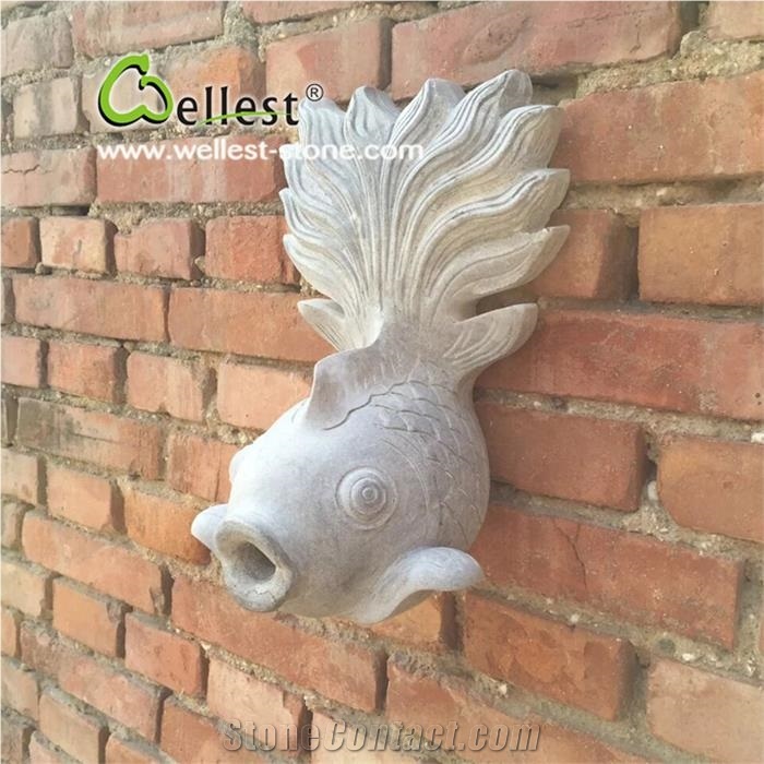 Wellest Natural Stone Granite Fish Wall Mounted Fountain