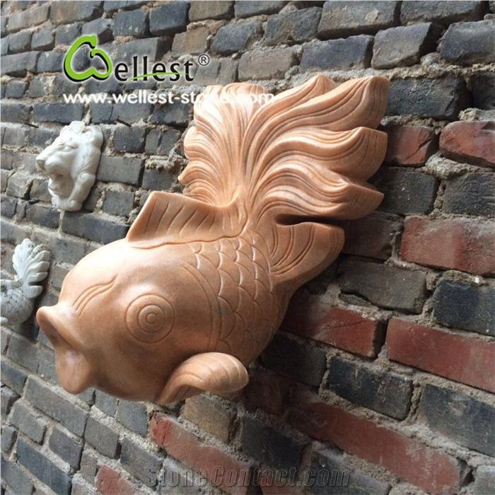 Wellest Natural Stone Granite Fish Wall Mounted Fountain