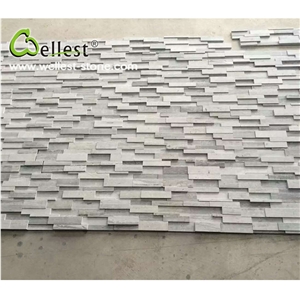White Grey Wood Mable 3d Cultured Ledge Stacked Stone for Feature Back Ground Wall
