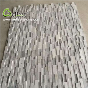 White Grey Wood Mable 3d Cultured Ledge Stacked Stone for Feature Back Ground Wall