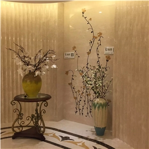 Project Show -Cream Marfil Beige Marble Waterjet Medallion Floor Carpet