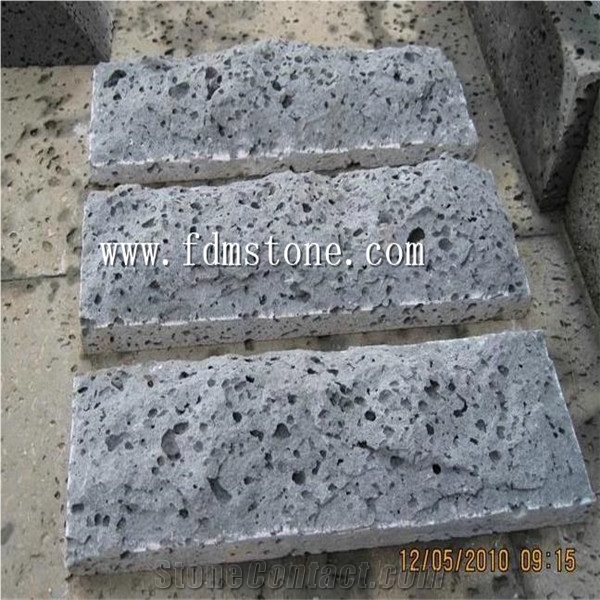 Black Lava Stone Mushroom Walling Tiles,Natural Split Mushroom Stone