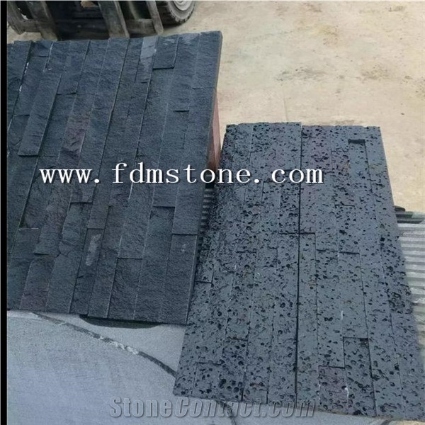 Black Lava Stone Mushroom Walling Tiles,Natural Split Mushroom Stone