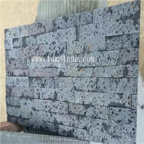 Black Lava Stone Mushroom Walling Tiles,Natural Split Mushroom Stone