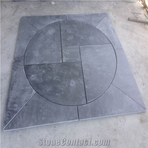 Black Rusty Slate Stone Mosaic on Mesh,China Rust Slate Flagstone Mesh,Multi-Color Slate Random/Irregular Flagstone for Garden Road