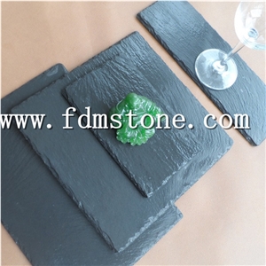 Black Slate Disk，Black Slate Plates, Black Slate Food Plates, Black Slate Cup Plates