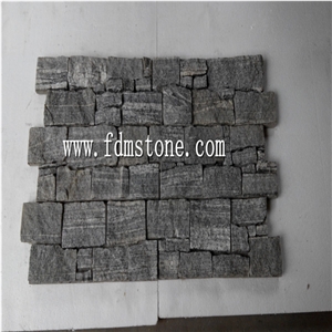 Black Slate Stacked Stone Veneer Back with Cement,Black Slate Culture Stone Veneer,Black Slate Stone Wall Cladding in 15x60 18x35cm