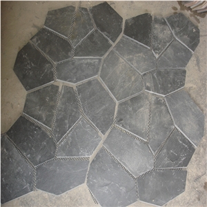 Black Slate Stone Mosaic on Mesh,Slate Products,Meshed Slate Paver,Flastone Patio