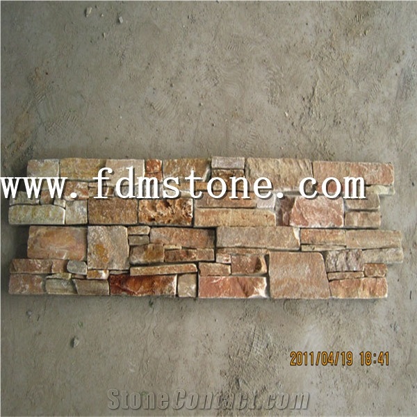 China Mustang Green Slate Cement Natural Cultured Stone/ Stacked Stone/ Ledge Stone for Wall Panel Cladding