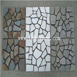 China Rusty Stone Floor Mosaic, China Rust Slate Floor Mosaic，S1120+P014 Mosaic