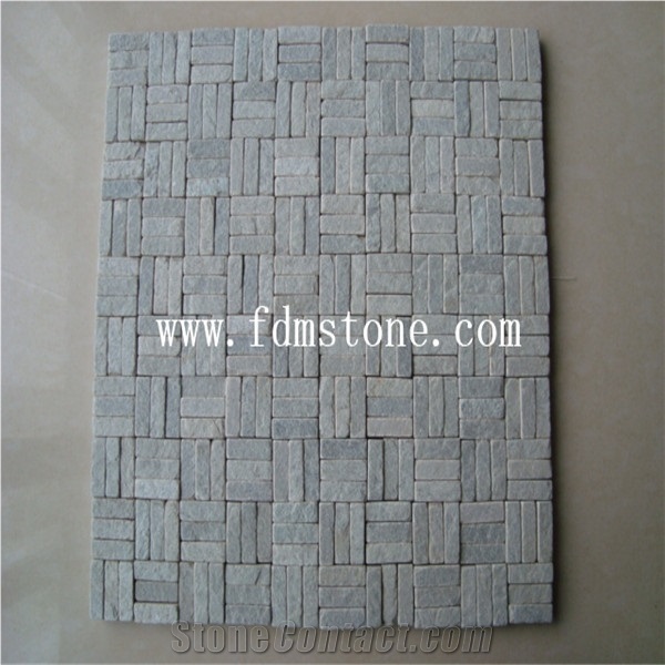 China Rusty Stone Floor Mosaic, China Rust Slate Floor Mosaic，S1120+P014 Mosaic