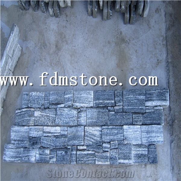 China Tiger Yellow Slate Concrete Base Wall Stone, Z Shape Cement Base Culture Stone, Yellow Gneiss Culture Stone