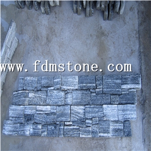 China Tiger Yellow Slate Concrete Base Wall Stone, Z Shape Cement Base Culture Stone, Yellow Gneiss Culture Stone